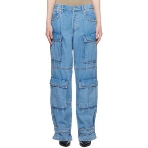 GRLFRND The Lex Blue Utility Cargo Denim Jeans Size 27 NWT